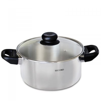 Olla Aluminio RECORD 26CM Pulida Festejo con tapa de vidrio F51
