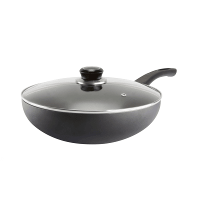 SARTEN RECORD WOK 30CM 2MM C/TAPA DE VIDRIO1
