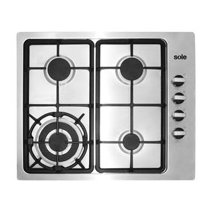 COCINA EMPOTRABLE SOLE SOLCO036 GAS INOX 58CM 4 HORNILLAS 1 TRIPLE FLAMA1