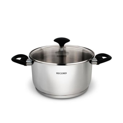 OLLA ACERO RECORD GIA PLUS 22CM ACERO INOXIDABLE F/DIF TAPA VIDRIO F3