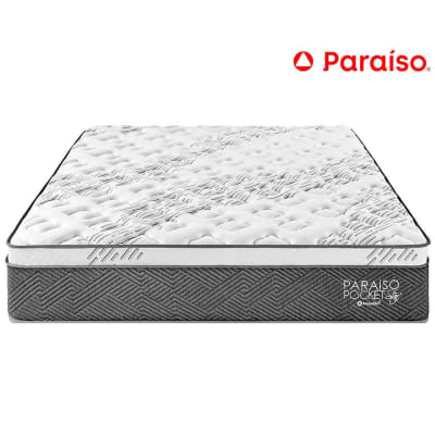 COLCHON QUEEN POCKET STAR PARAISO 600 RESORTES 2 ALMOHADAS 1 PROTECTOR