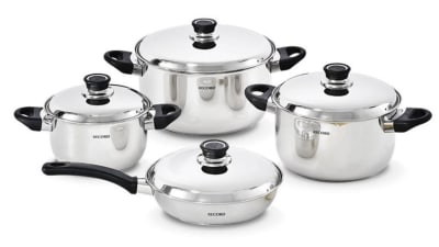 JUEGO OLLAS ACERO INOXIDABLE INOXSET 8 PIEZAS TAPA ACERO S/DIFUS O22-26-30+CAC16 RECORD F10.4