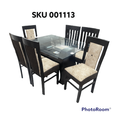 COMEDOR RECTANGULAR NOGAL MORAN 6 SILLAS REJAS MESA VIDRIO PATA TRUPAN1