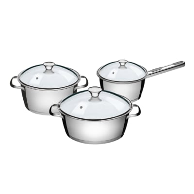 Juego de Ollas Tramontina Allegra acero inoxidable con fondo triple 6 Piezas f91