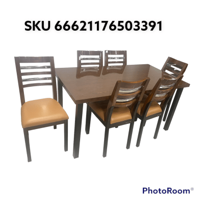 JUEGO DE COMEDOR IKASA 6 SILLAS CINTYA CROMADA MESA ENCHAPADA RECTANGULAR 150X80  F601