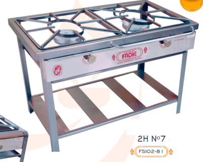 COCINA SEMI INDUSTRIAL 2 HORNILLAS N°7 FADICC FSI02-81-I P/ACER P/SAC Q/ALUM F161