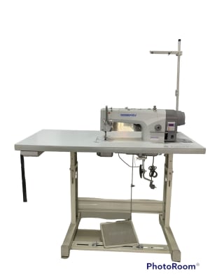 Maquina coser Industrial recta Gemsy GEM8801E-H pesada motor inc. + mueble1