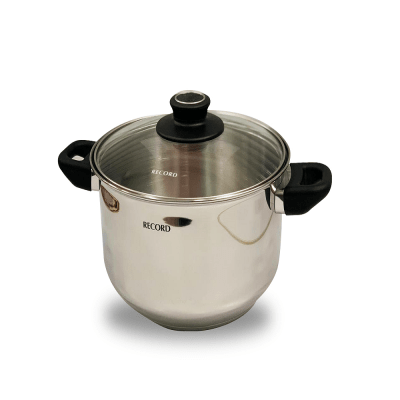 Olla acero inoxidable RECORD 22CM CONICA ALTA F/Dif Tapa Vidrio F41