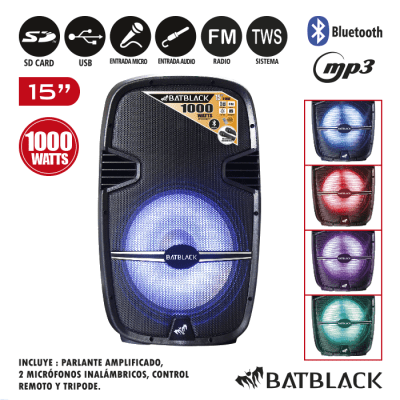 PARLANTE ACTIVO BATBLACK BT-1501BAT 15