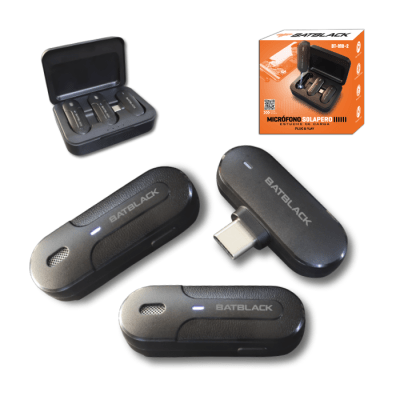 MICROFONO SOLAPERO BATBLACK BT-M8-2 CON ESTUCHE DE CARGA F2.21