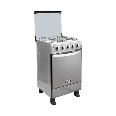 Cocina de pie ILUMI C-50A 4 hornillas con puerta del horno de vidrio full espejo1