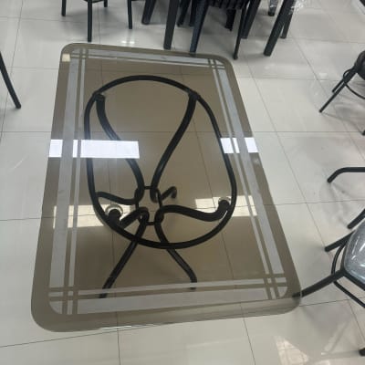 TABLERO COMEDOR RECTANGULAR VIDRIO JARO BRONCE ARENADO 8