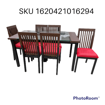 JUEGO DE COMEDOR IKASA SEARA 6 SILLAS PIANNA MESA146X80 VIDRIO 10MM 110X80 F651