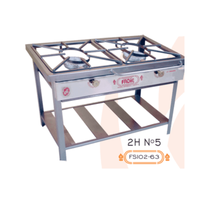 COCINA PIE SEMI INDUSTRIAL 2 HORNILLAS Nº5 FADICC FSI02-63 P/ACERO P/SAC QUEMADOR ALUMINIO F11.45