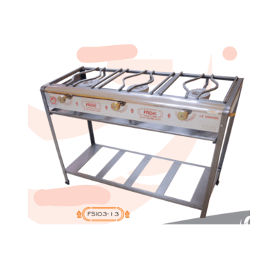 COCINA PIE SEMI INDUSTRIAL 3 HORNILLAS  N°03 FADICC FSI03-13 LUXE QUEMADOR ALUMINIO F9.57