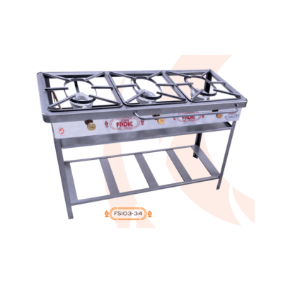 COCINA PIE SEMI INDUSTRIAL 3 HORNILLAS Nº5 FADICC FSI03-34 PLANCHA ACERO P/SAC QUEMADOR ALUMINI F16