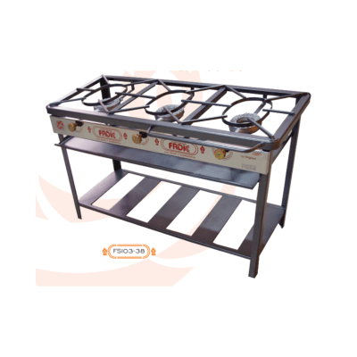 COCINA PIE SEMI INDUSTRIAL3 HORNILLAS N°5 FADICC FSI03-38 ECONOMICA QUEMADOR ALUMINIO P/SAC P/AC F14