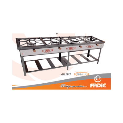 COCINA SEMI INDUSTRIAL 4 HORNILLAS Nº7 FSI04-11 P/ACERO P/SAC Q/ALUM FADICC F35