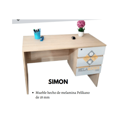 ESCRITORIO MELAMINA MATRIX SIMON PELIKANO 18MM 3 CAJONES 120X75X60CM F501