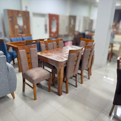 COMEDOR RECTANGULAR RAFA NATURAL 6 SILLAS COPETA MESA MADERA PATA LEON 150X1001