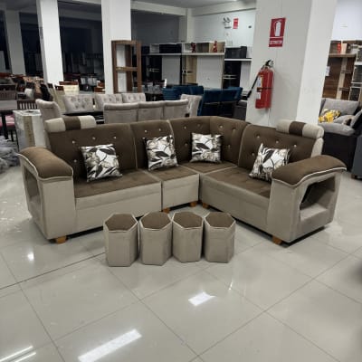 MUEBLE SALA MUÑOZ ROMBO 4 PIEZAS + 4 PUFF F1401