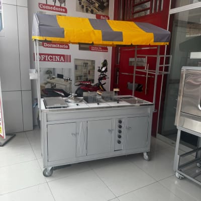 Carrito Salchipapero SOLANO 150CM x60x198 2 FREIDORA + PARRILLA1