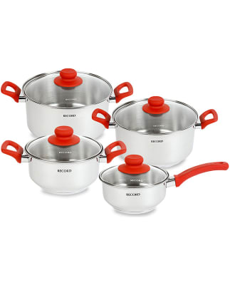 JUEGO DE OLLAS RECORD TENTAZIONE 8 PIEZAS T/VIDRIO 18-22-24+CA 161