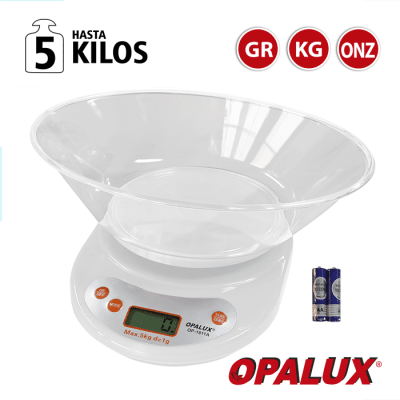 Balanza Digital Opalux Op-1811A-WH 1Gra 5Kg Pantalla LCD F0.331
