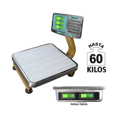 BALANZA PLATAFORMA OPALUX OP-802A 60 KILOS ELECTRONICA  CON BRAZO DORADO F4.27