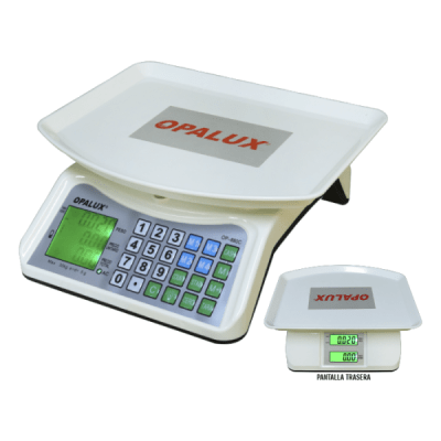 BALANZA MESA OPALUX OP-880C 40KG DIGITAL BATERIA 4V4AH 4 MEMORIAS PANTALLA TRASERA F2.371