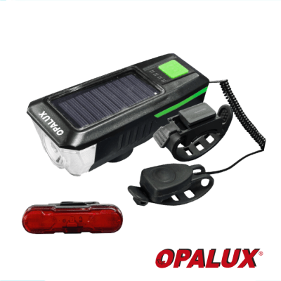 LUZ DELANTERA Y POSTERIOR OPALUX OP-BFLY18 CON CARGADOR SOLAR F0.7