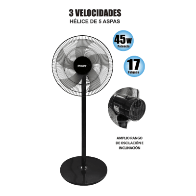 VENTILADOR PEDESTAL OPLUX OP-FN16BK 17” 45W1