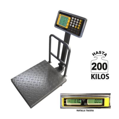 BALANZA DIGITAL OPALUX OP-GB200 200KILOS 35X45CM PLATAFORMA 5 MEMORIAS F7