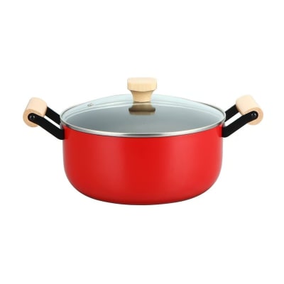 OLLA ANTIADHERENTE RECORD 22CM RASPBERRY TAPA VIDRIO1