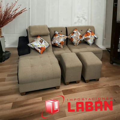 Juego De Sala CAMA LINEAL ALPA + 2 PUFF CON RESPALDAR F1