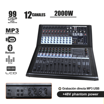 POWER CONSOLA PRO SERIES PS-FS12A  2000W 12 CANALES 700WX 2RMS F251