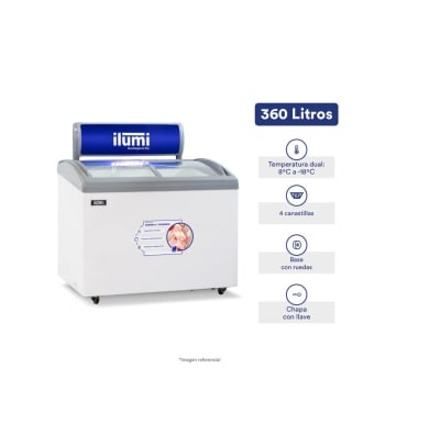 CONGELADORA ILUMI TF-3600 360 LITROS TAPA VIDRIO CORREDIZO F531
