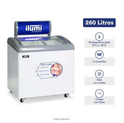 CONGELADORA ILUMI TF-2600 260 LITROS TAPA VIDRIO CORREDIZO F43