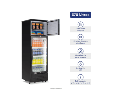 VISICOOLER ILUMI BC-3700F 370 LITROS CON CONGELADOR SUPERIOR F801