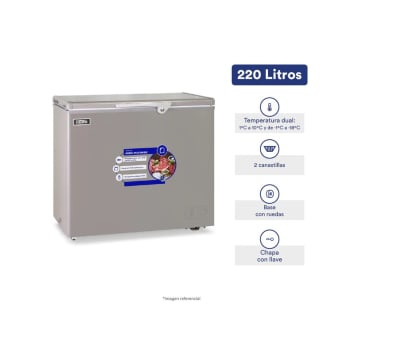CONGELADORA ILUMI TFI-2200DG 220 LITROS TINA DE ACERO CON TAPA 1 PUERTA F351