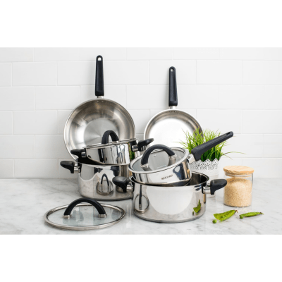 JUEGO OLLAS ACERO INOXIDABLE BELLEZA PLUS 10 PIEZAS RECORD F10