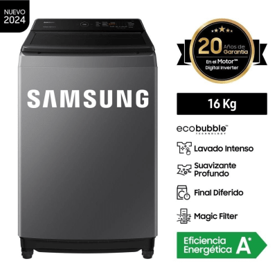 LAVADORA SAMSUNG  WA16CG6441BDPE  16KG SILVER F151