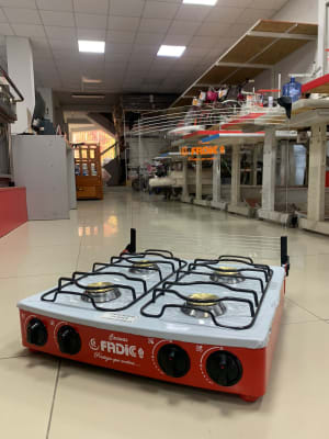 COCINA MESA 4 HRONILLAS  FADICC FD04-02 JAZMIN TABLERO ACERO TAPA VIDRIO F9.5