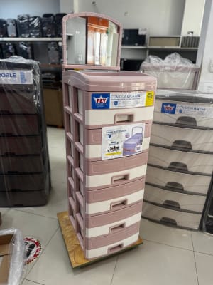 COMODA PLASTICO REY GIGANTE 6 PISOS TOCADOR C/ ESPEJO + SET  SMART BOX #84