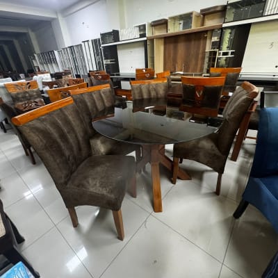 COMEDOR REDONDO NATURAL RAFA 4 SILLAS COPETA MESA VIDRIO PATAS ASTERISCO 100X100CM2