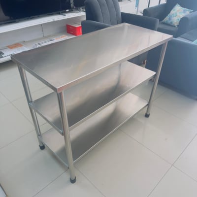 MESA TRABAJO 112CM SOLANO 112CM LARGO 90CM ALTO 52CM FONDO 3 NIVELES ACERO INOXIDABLE F521