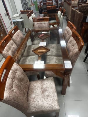 COMEDOR RECTANGULAR RAFA NATURAL 6 SILLAS COPETA MESA VIDRIO PATA TORNEADA3X3 150ANX80ALX90FD CMF1109