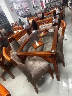 COMEDOR 4 SILLAS 3X3 NATURAL COPETA VIDRIO RECTANGULAR 120ANX80ALX80FDO CM PATA TORNEADA RAFA F70