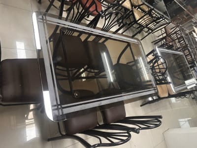 COMEDOR RECTANGULAR METAL 6 SILLAS  REALTO B. T.REDO 1.1/4 COPA VIDRIO 8