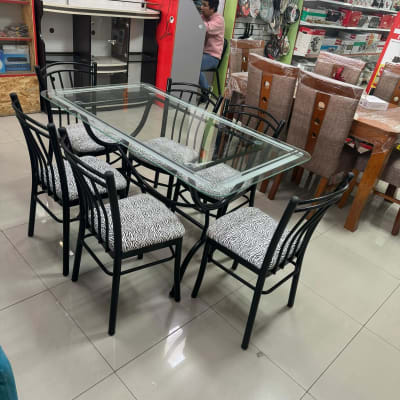 COMEDOR RECTANGULAR METAL 6 SILLAS MARTINA B. TB RDO 1.1/4 COPA VIDRIO 8